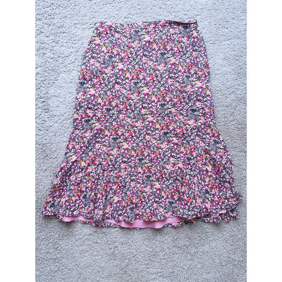 Altuzarra Silk Floral Midi Skirt Pink Medium Cottagecore Coquette Romantic Fall - Picture 3 of 7